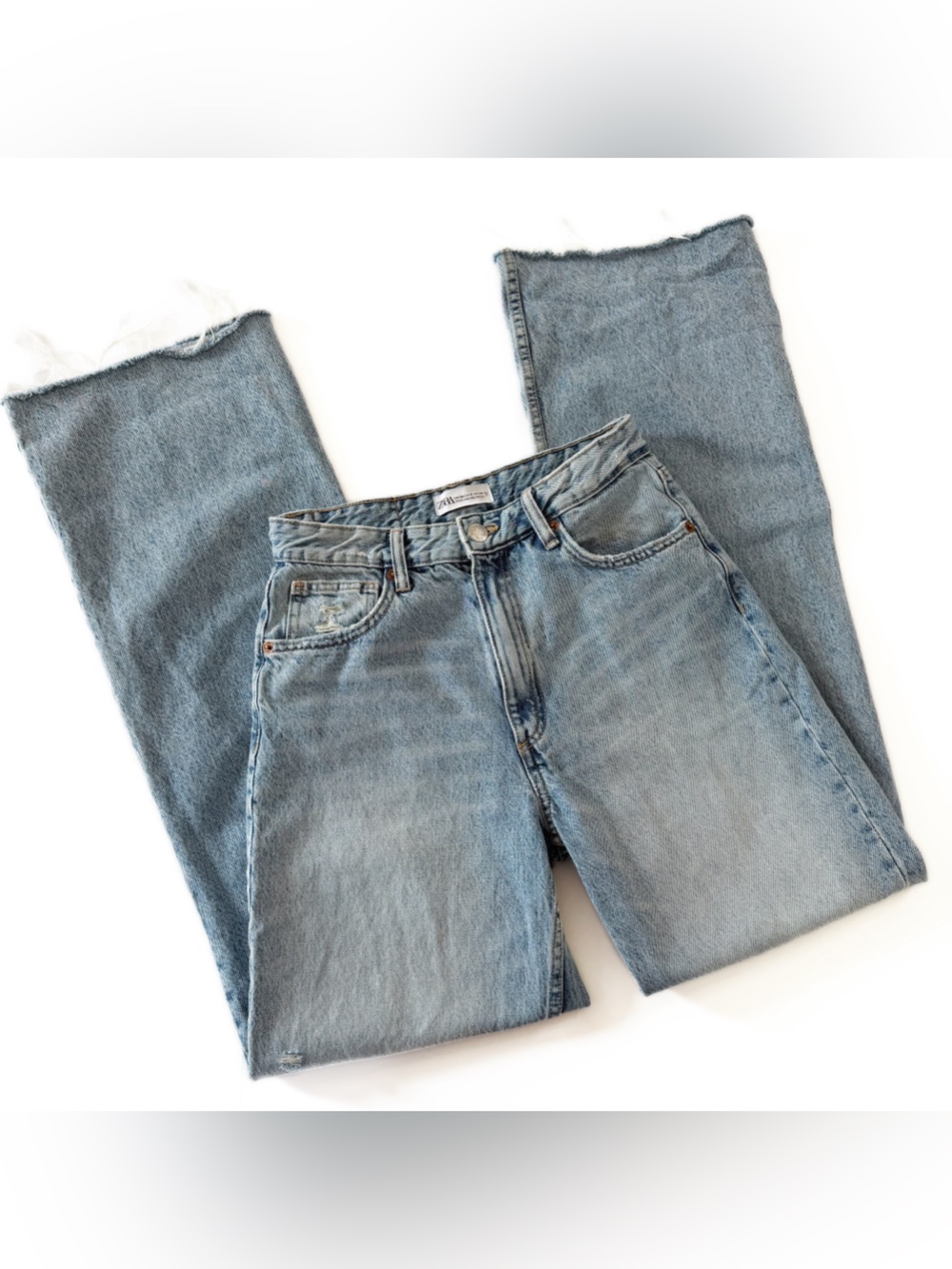 Zara Jeans Womens 6 The 90s Full Length Distressed Raw Hem